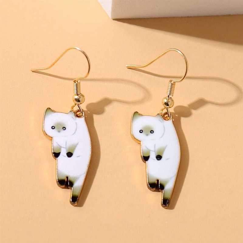 Fancyqube Trendi Lucu Kitten Ear Hook Kartun Gadis Bunga Kucing Anting Tekstur Manis Dan Segar Anting-Anting