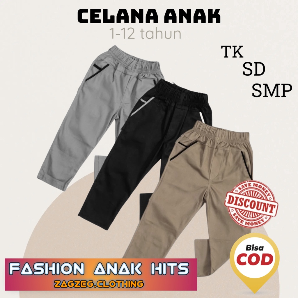 Celana Anak Laki Laki CHINO ANAK bisa COD 1-12 Tahun Celana Anak Panjang Polos Perempuan Hot Promo Bisa Ecer Grosir Celana Panjang Anak Chinos Pinggang Karet usia 1-10 tahun Zagzeg Clothing