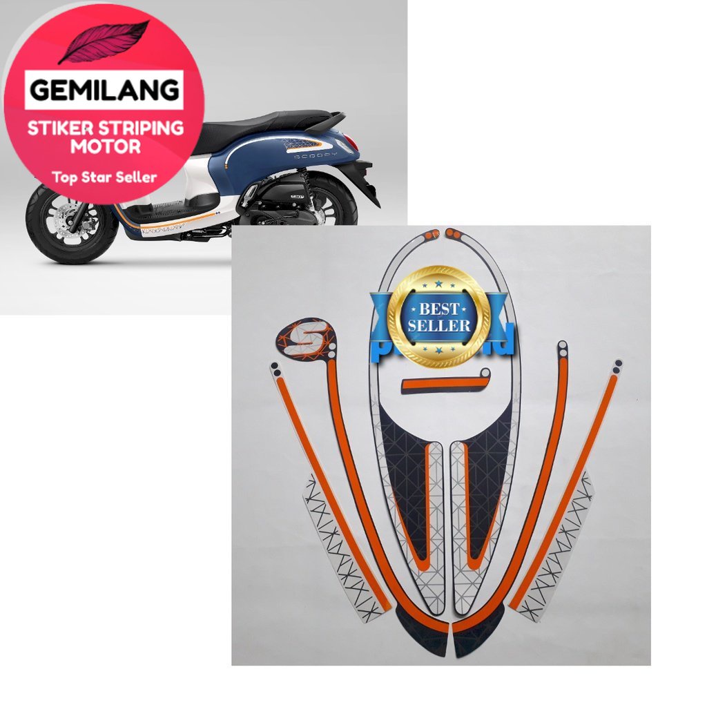 Striping Decal Polet Sticker motor motor honda scoopy fashion 2022 2023 Matte Blue