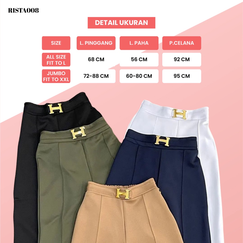 Kulot Scuba Belt H Highwaist Pants Celana Panjang Kerja Wanita Kantor Outfit Kekinian