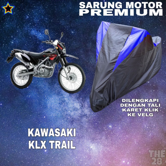 SARUNG MOTOR KAWASAKI KLX TRAIL HITAM BIRU BODY COVER KLX PREMIUM