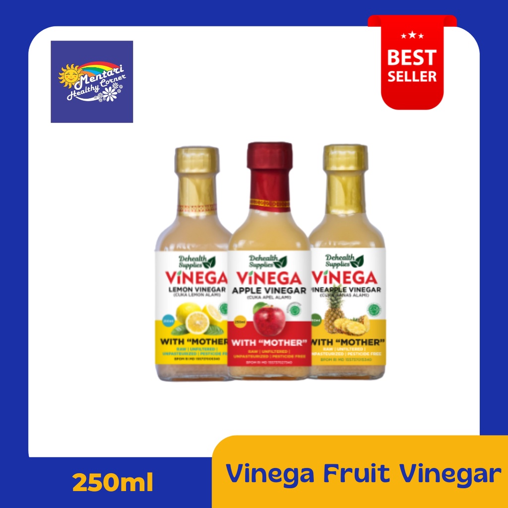 Vinega Fruit Vinegar 250ml / Vinega Cuka Buah 250ml [Apel, Lemon, Nanas] (Botol Kaca)