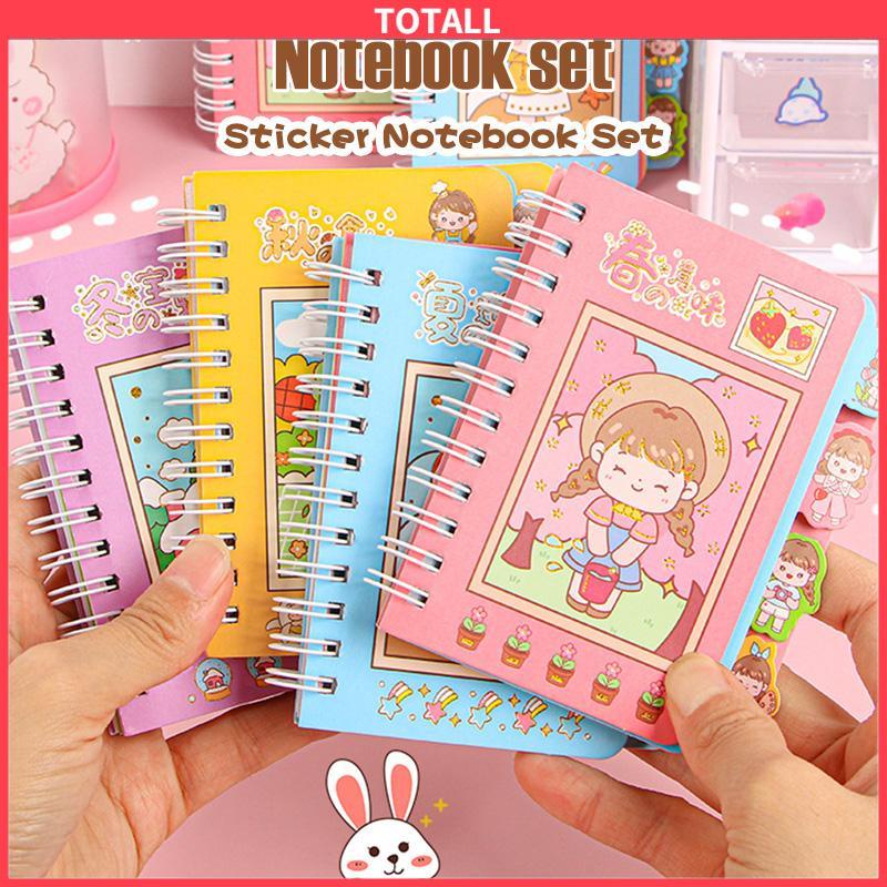 COD Buku Catatan Lucu Siswa Scrapbook Coil  Buku Portabel  Dengan Stiker Di Dalamnya-Totall