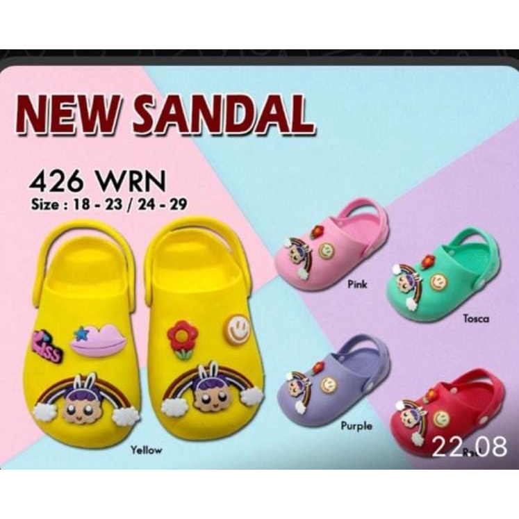 Sandal baim anak cewek sendal import anak-anak model let tali belakang 426 m 18-23