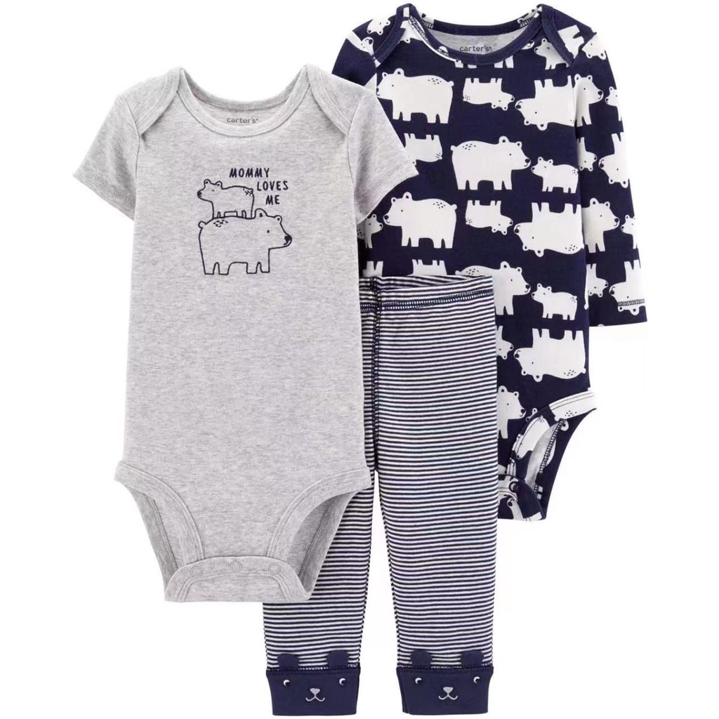 Carter's Jumper Set 3pcs Premium Long Sleeve Baby Girl/Boy - Jumper Set Bayi