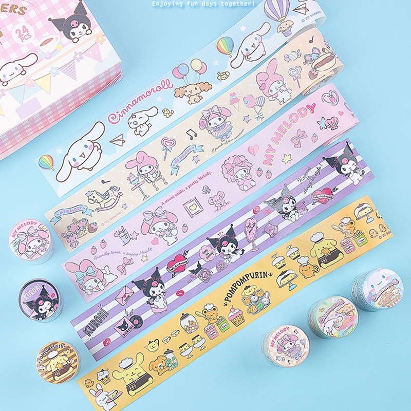 Sticker Stiker Washi Tape Masking Tape Selotip Motif Sanrio kertas motif Polos Motif Kotak Kotak Lucu Dekorasi Buku Book Diary Diari Memo Journal Catatan Harian  Alat Tulis Bisa Untuk Kado Ulang Tahun Scraping book @banyak