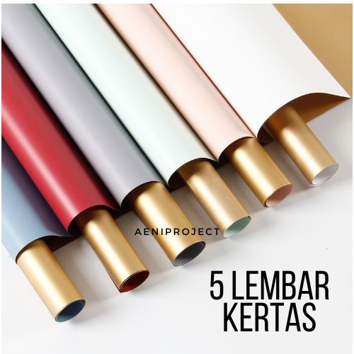 

5 Lembar Kertas Bucket Kertas Chellophane bahan buket bunga wrapping belakang emas /Gold