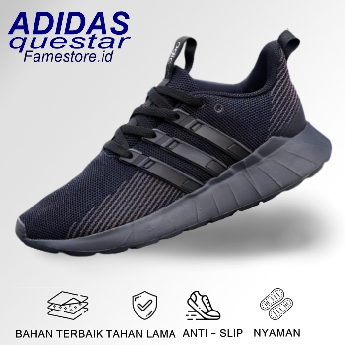 Sepatu Sneakers Addas Questar Flow Hitam Putih Army Olahraga Keren Pria SEPATU ADIDAS QUESTAR FLOW F