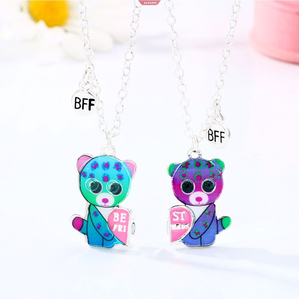 2022 BFF Huruf Beruang Liontin Kalung alloy Menetes Minyak Kartun Teman Baik Kalung Anak magnet Cinta Kalung Penjualan Panas [ZXL]