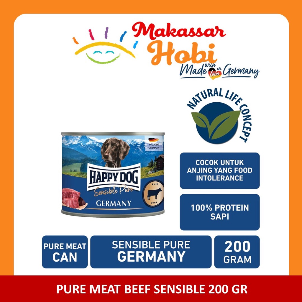 Happy Dog Sensible Pure Meat BEEF Germany 200 gr Makanan Anjing Basah