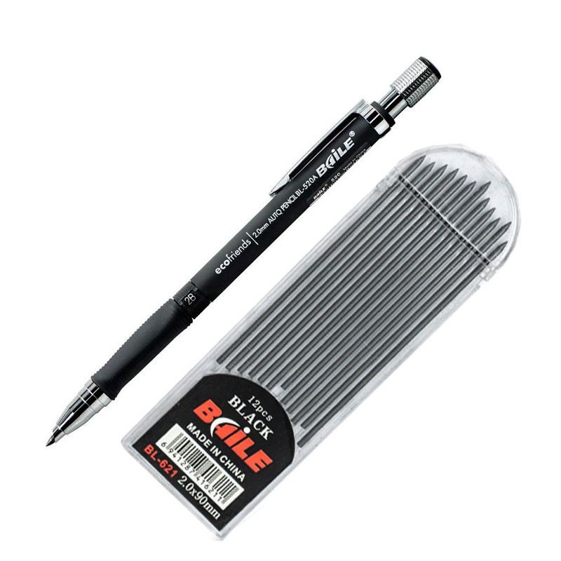 

BAILE Pensil Mekanik Mechanical Pencil 2B 2mm 12 Isi Hitam & Multi Color