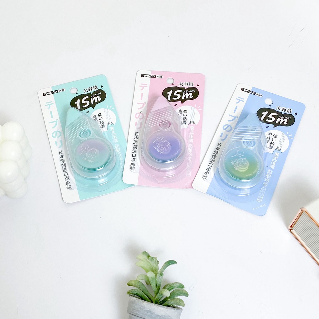 

GLUE TAPE POLOS 15M TWINGO TG-G1523 / LEM KERTAS TWINGO GLUE TAPE 15 m POLOS SIMPLE WARNA SOFT PASTEL ALAT TULIS IMUT