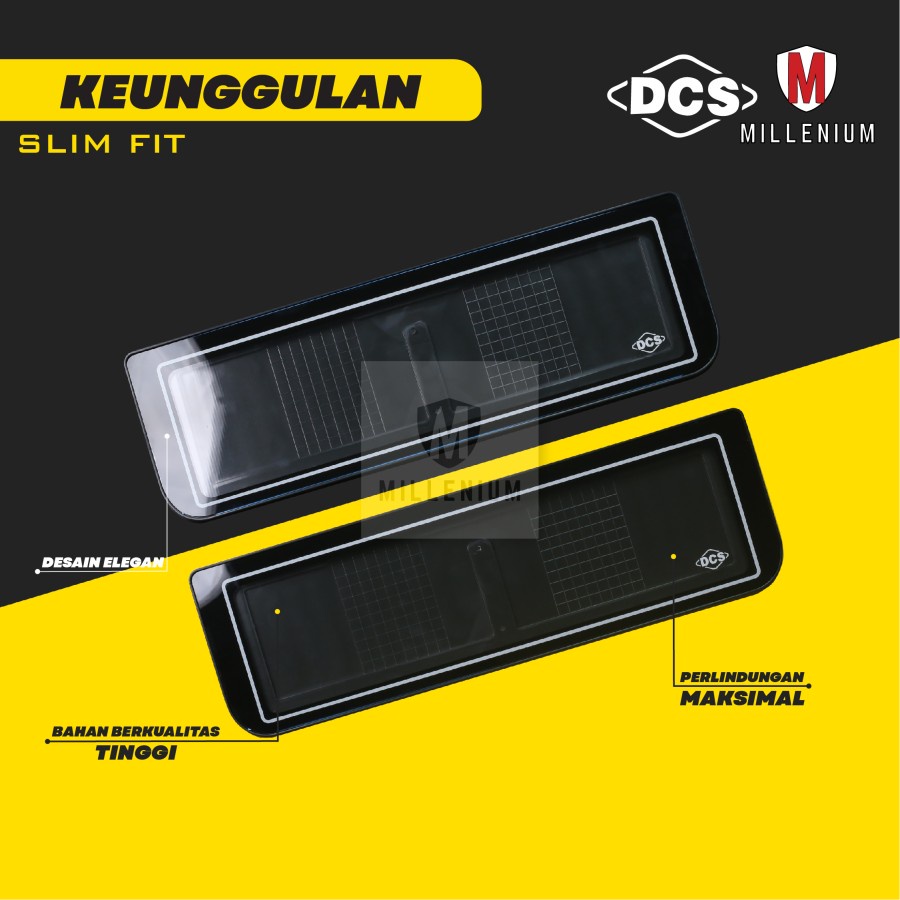 COVER / DUDUKAN / TATAKAN / TEMPAT PLAT NOMOR MOBIL AKRILIK MERK DCS ORIGINAL