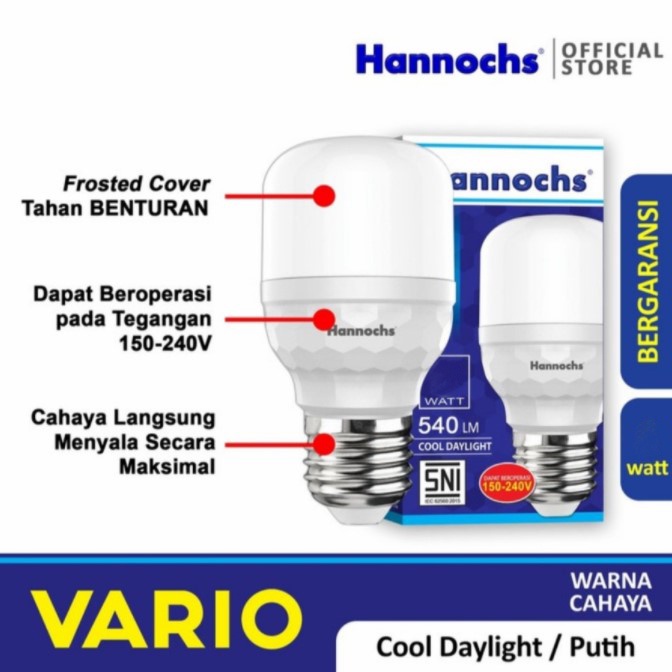 Hannochs Lampu Led Vario 6w 12w 18w 24w 30w 36w 45w 50w CDL Putih SNI Original