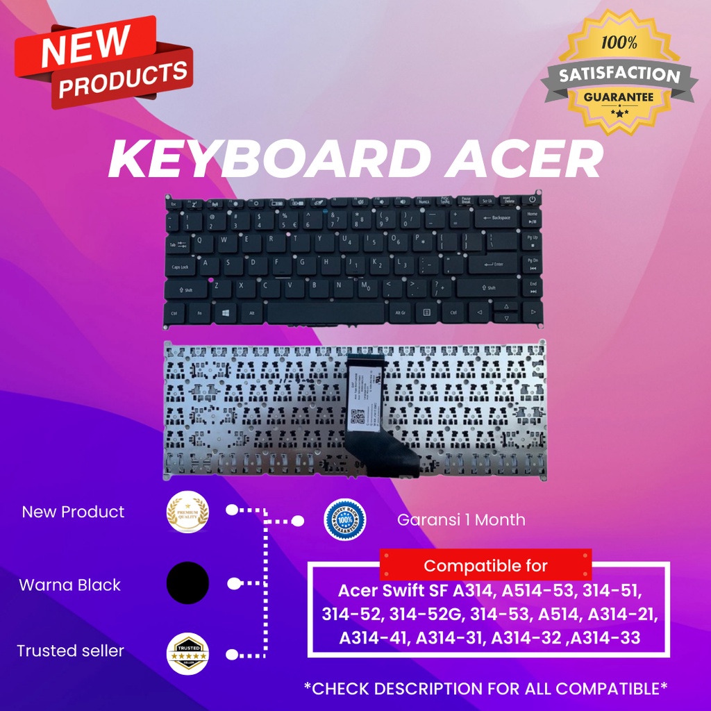 keyboard Laptop Acer aspire 5 A514-51 A514-52 A514-53