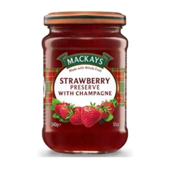 

Mackays strawberry w/champagne jam 340g