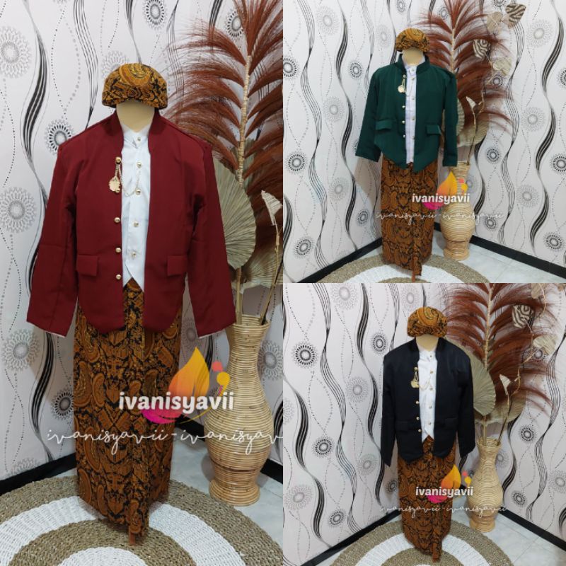 [Full Set] Baju Adat Jawa Cowok / Baju Manggolo / Baju Pagar Bagus | Nuansa Hewes Warna Lengkap