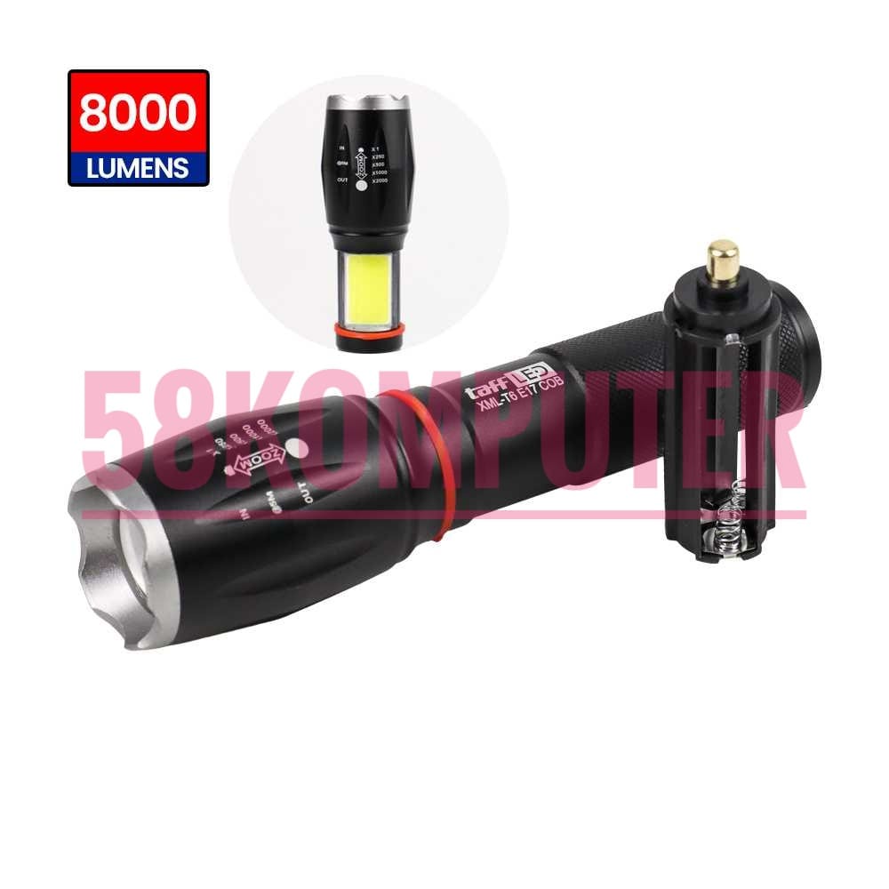 Senter LED Torch 8000 Lumens COB TaffLED Senter LED Torch Cree Xm-L T6 Super Terang Jarak Jauh Waterproof Anti Air