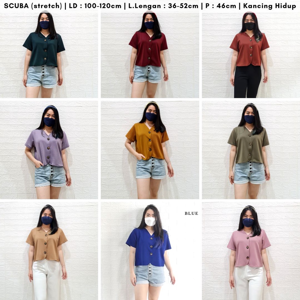 3589 alyssha basic button blouse scuba