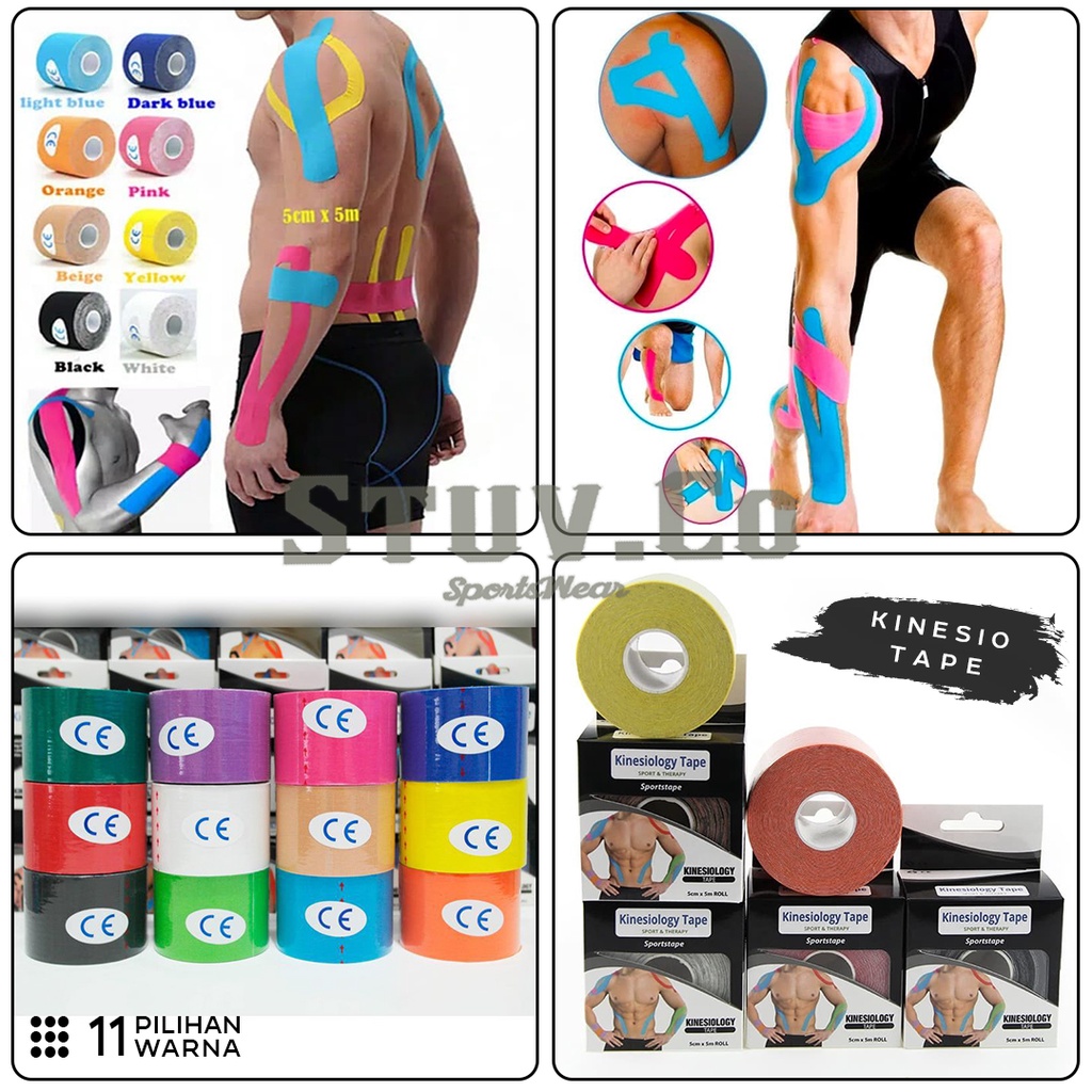 KINESIO TAPPING TAPE KINESIOLOGY TAPE BUKAN FINGER TAPE 5CM X 5M PELINDUNG OTOT OLAHRAGA PRIA WANITA