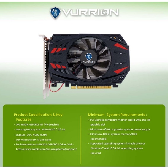 VURRION GT740 4GB DDR5 | VGA Card VURRION