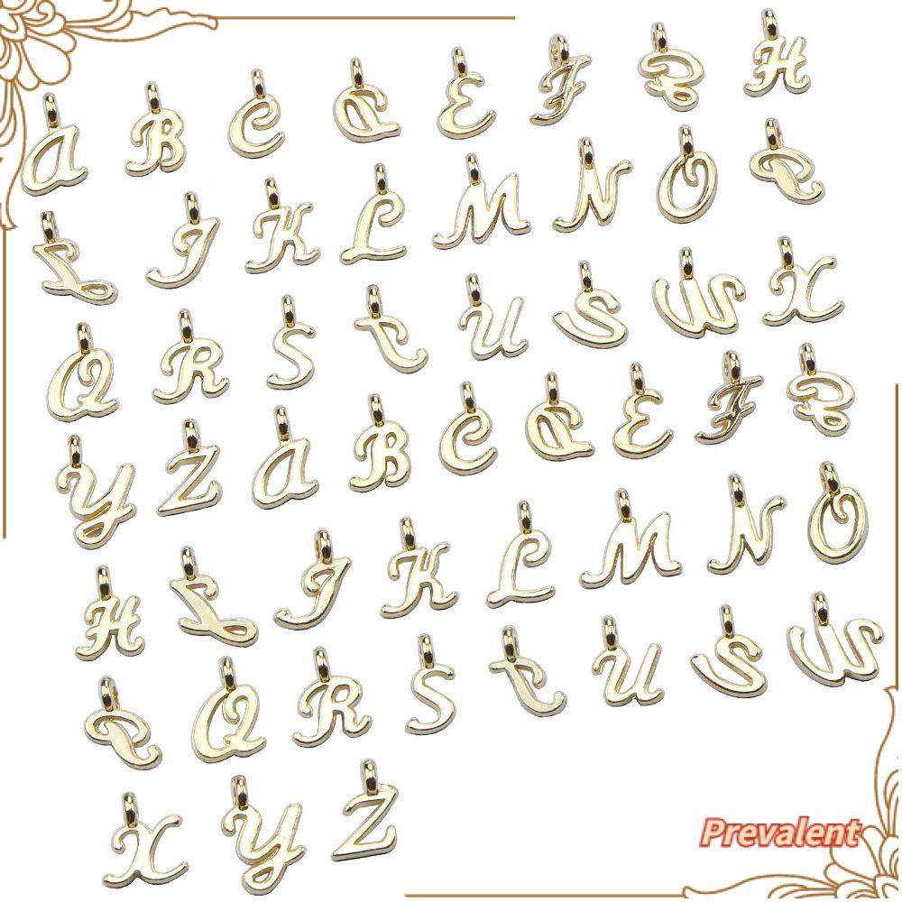 Preva 26/52/156pcs Liontin Hadiah Kerajinan Tangan Campur Acak DIY Alfabet Emas