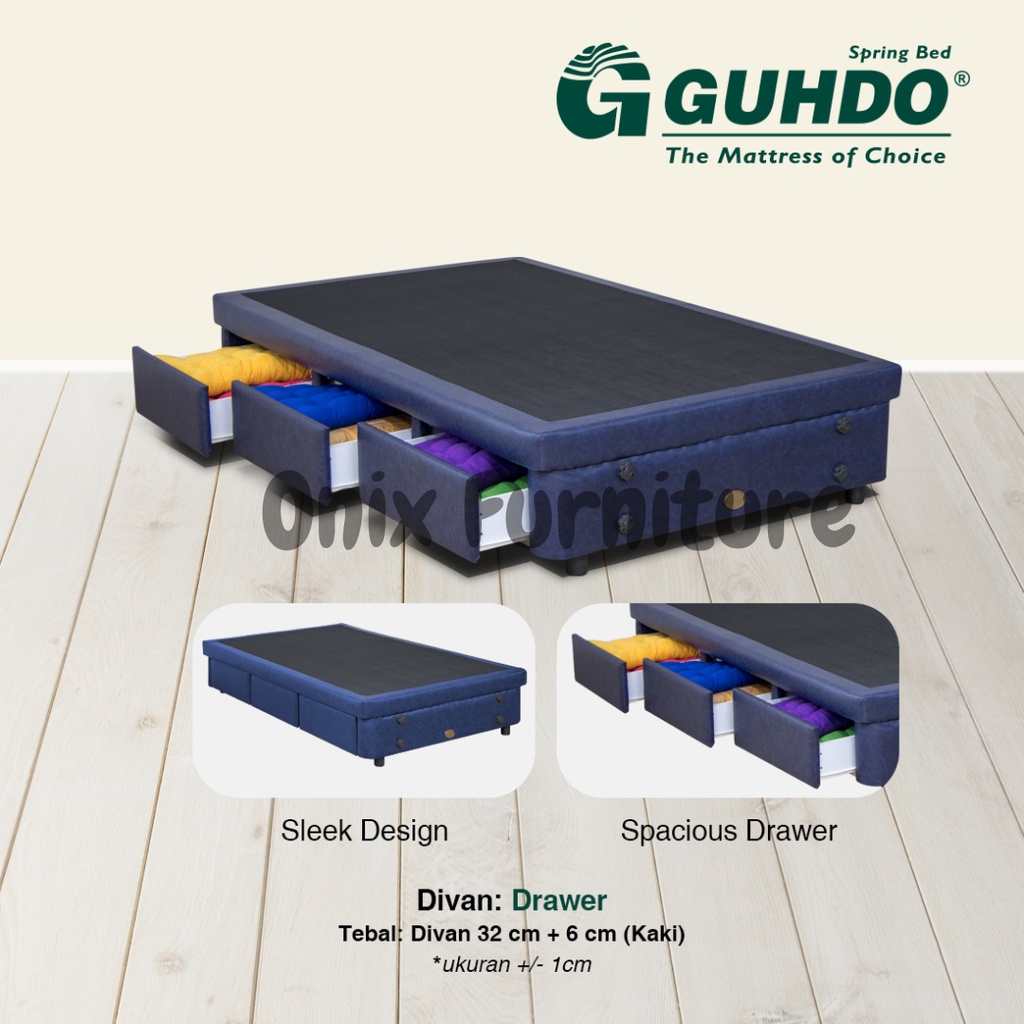 Divan Gudho Base Drawer 100x200 Blue