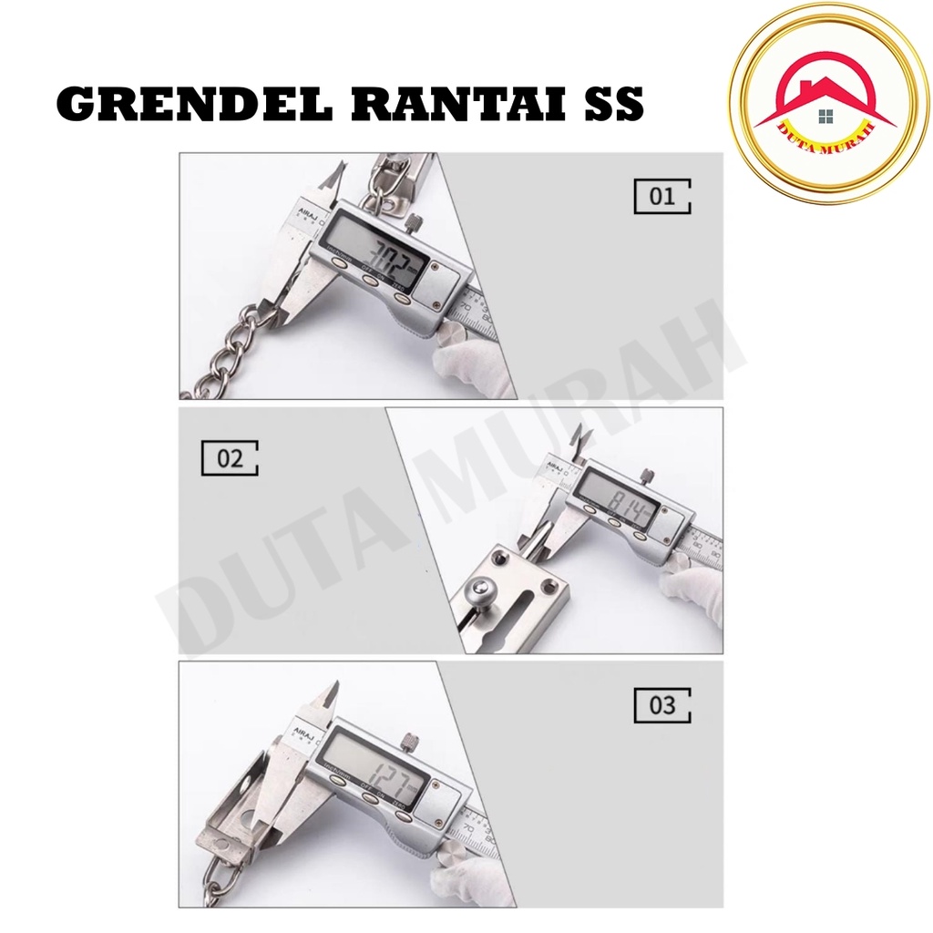 Grandel Rantai Satinless / Pengunci Pintu Kunci Selop Slot Kunci / Selot Rantai Stainless /  Grandel Pintu Hotel