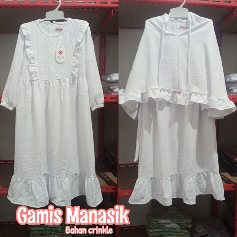 Gamis Putih gamis manasik Anak gamis anak perempuan stelan anak gamis harian gamis muslim pakaian anak perempuan anak gamis putih anak usia 4 -10 thn