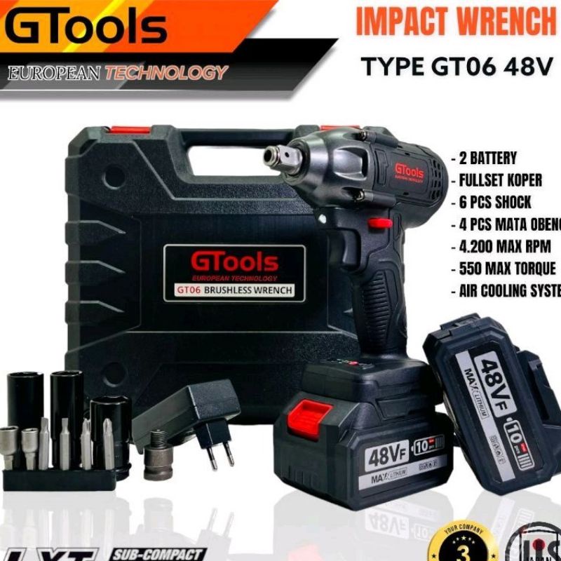 Impact Wrech Gtools GT06 Pembuka Baut Impact 48V Gtools Koper set