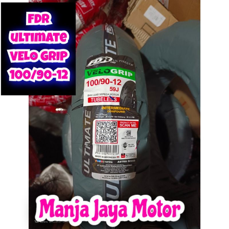 Ban tubeless FDR ultimate 100/90-12 VELO grip for scoopy donat / fazzio / feego / vespa matic