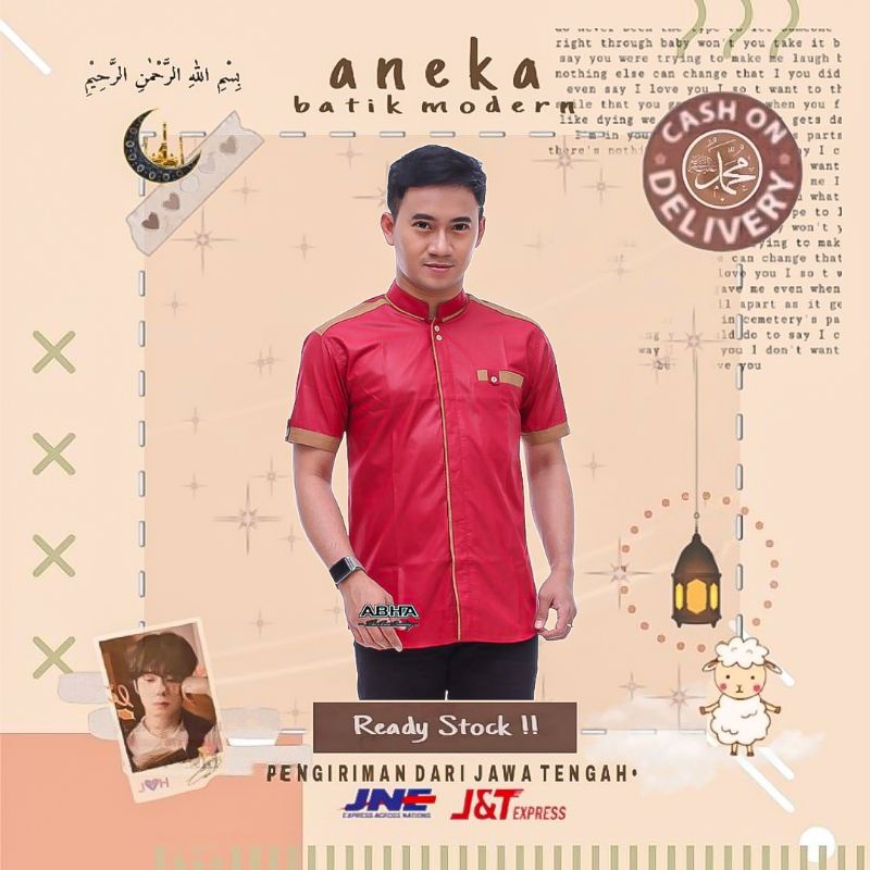 ATASAN BAJU MUSLIM PRIA BAJU KOKO KURTA LENGAN PENDEK S M L XL KOKO KEMEJA SERAGAM LEBARAN KADROH HA