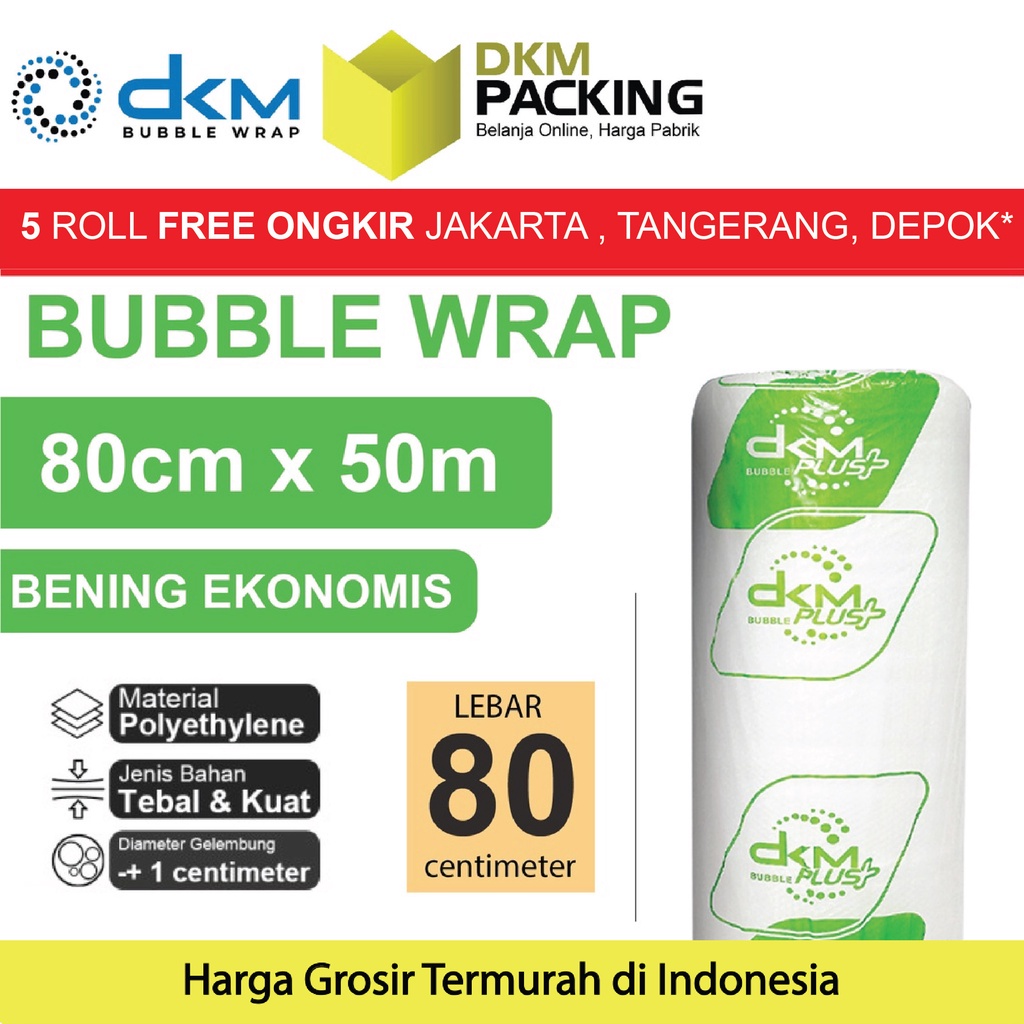 

Plastik Bubble Wrap Bening Ekonomis 80CM x 50M TEBAL DKM+ Bubblewrap