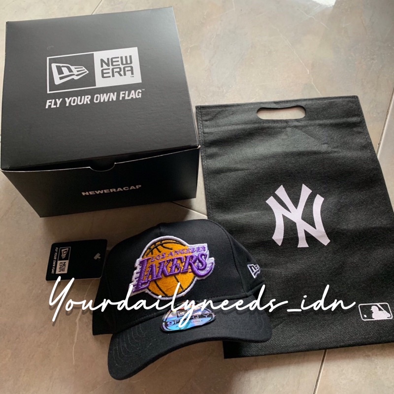 TOPI BASEBALL MLB NEW ERA NY LAKERS HITAM FULLTAG FREE TOTEBAG [READY]