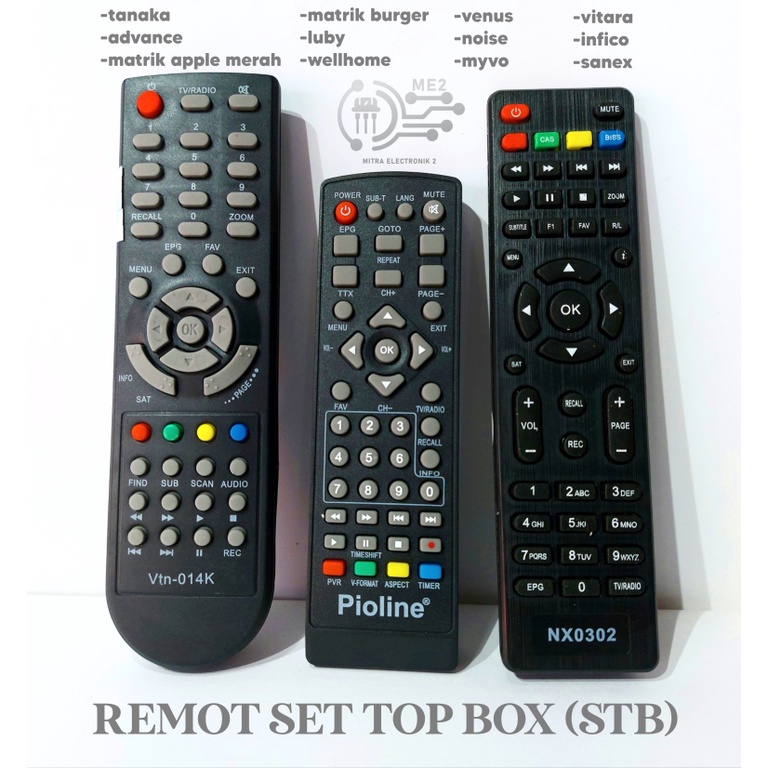 Remot Control Set Top Box Universal Multi Semua Merek stb Matrik Tanaka Evercross Luby Advance Yang Beredar