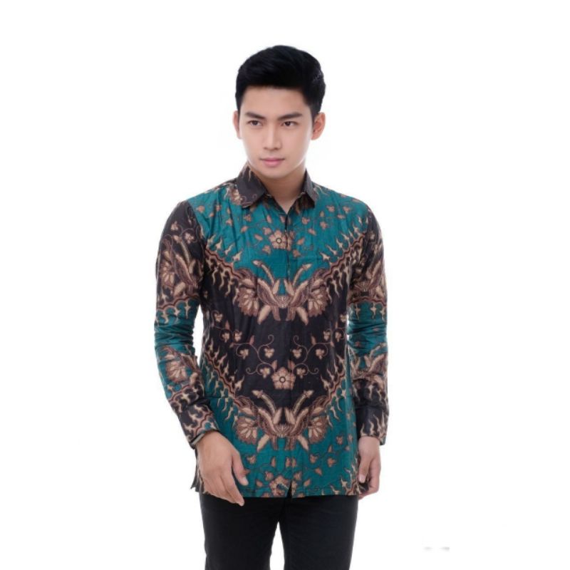 Kemeja Batik Pria Lengan Panjang motif KERATONAN Kode 002 Size M L XL XXL Reguler[GB]