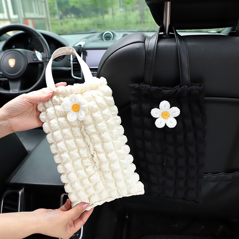 Tas Handuk Kertas Mobil Kreatif Dan Lucu, Laci Kertas Tempel Belakang Jok Mobil, paper towel bag Renda Mobil Dekorasi Multifungsi