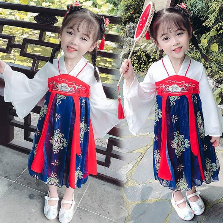 Dress Cheongsam Hanbok Anak Perempuan Lotus