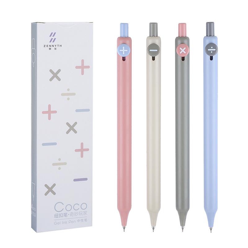 6 Pcs/set Candy Color Press Pen Warna Solid Pena Netral Kreatif Hitam Tanda Tangan Pena Perlengkapan Alat Tulis Siswa