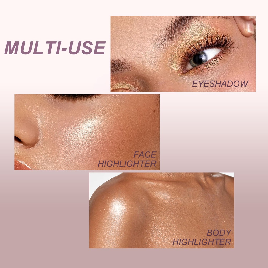 【 Baru】Yong Vision Shimmer Highlighter Pallette Waterproof Glitter Highlighter Powder Dan Eyeshadow Face Powder Long-Lasting Sweatproof Bronzer,Contour