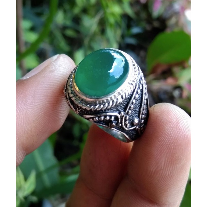 Batu Cincin Hijau Serat Kura Kristal Natural