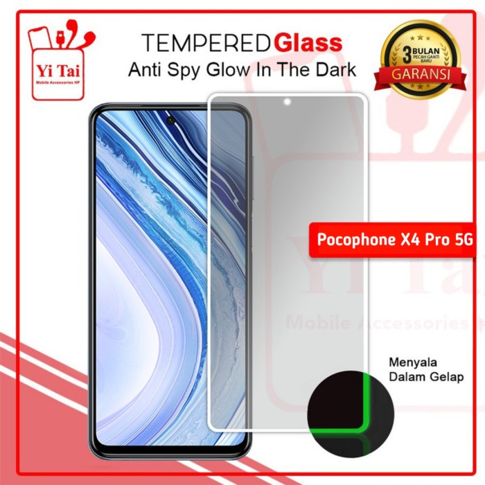 TEMPERED GLASS SPY GLOW IN THE DARK YITAI XIAOMI POCOPHONE X4 PRO 5G - BDC