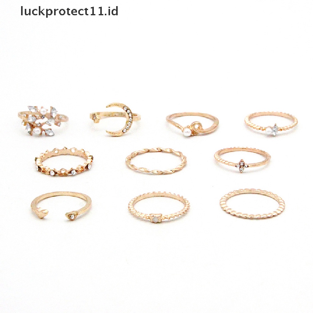 /Fashion Hot// Fashion// 10Pcs/set Cincin Bulan Bintang Wanita Perempuan Bohemian set Perhiasan Hadiah Aksesoris.