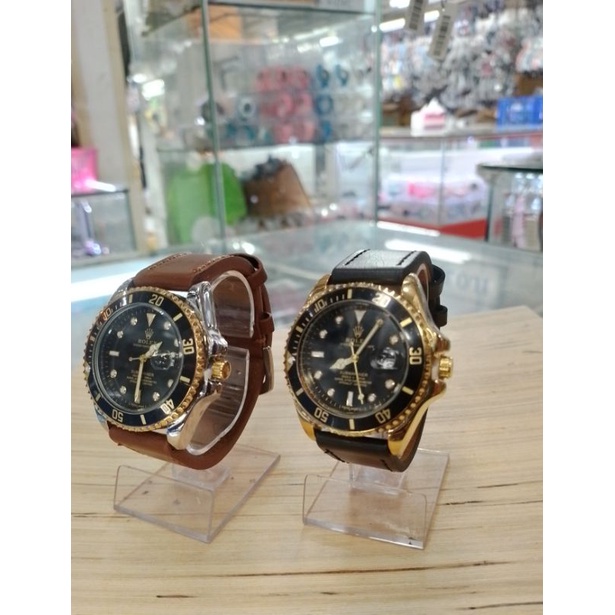 jam tangan pria tali kulit tanggal aktif
