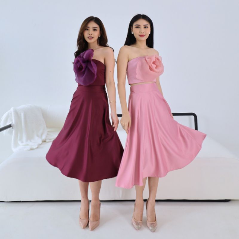 POPPINS Atasan Organza Flowery / Atasan Wanita / Kemben Bunga / Kemben Kekinian