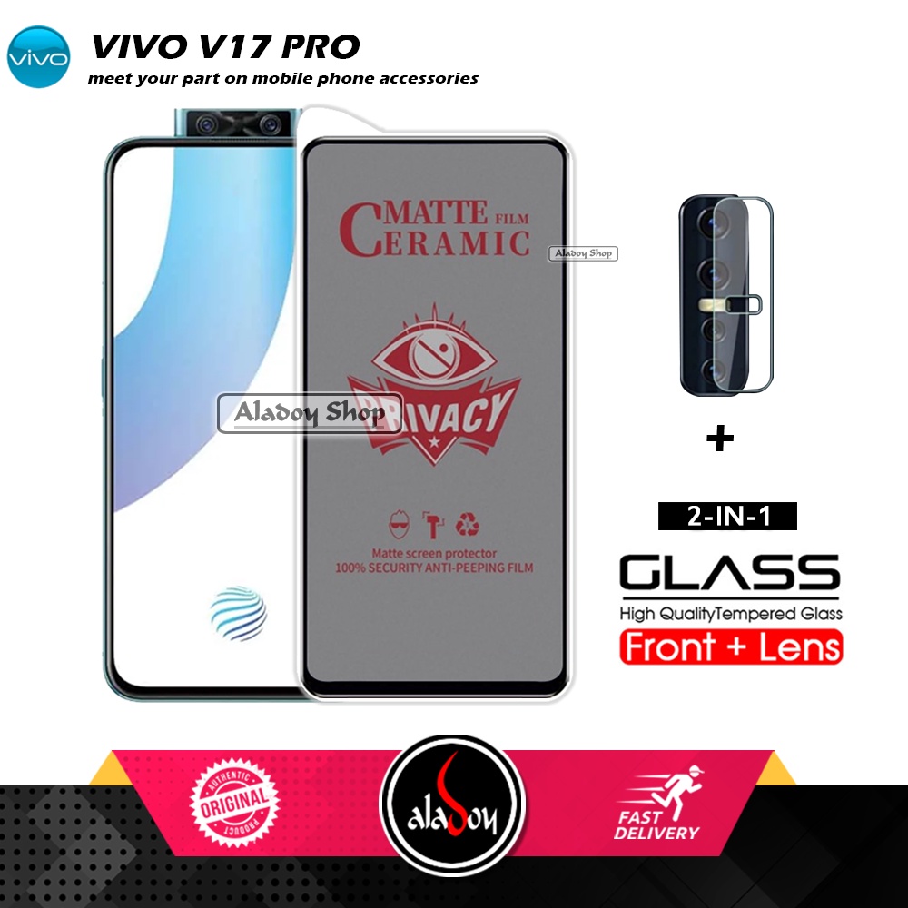 PAKET 2IN1 Anti Gores Privacy Vivo V17 Pro + Tempered Glass Kamera