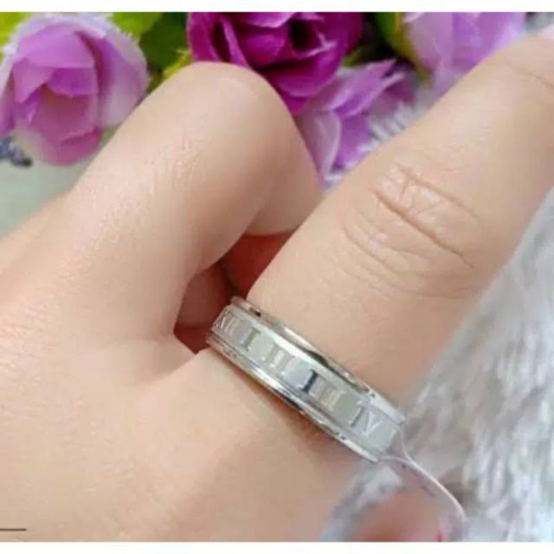 Cincin Titanium/Couple Romawi PUTIH