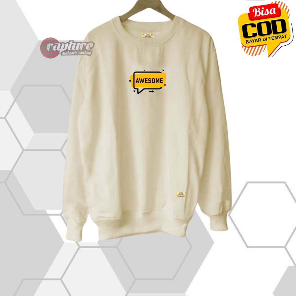 RAPTURE Sweater Crewneck Polos Bahan Flecee Tebal Orginal Unisex Bisa Pria Atau Wanita M L XL XXL(BAYAR DI TEMPAT) Switer Crewneck Cowok Cewek Oversize Jumper Kekinian Keren