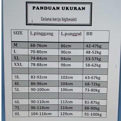 celana kerja super JUMBO muat 100kg pinggang karet