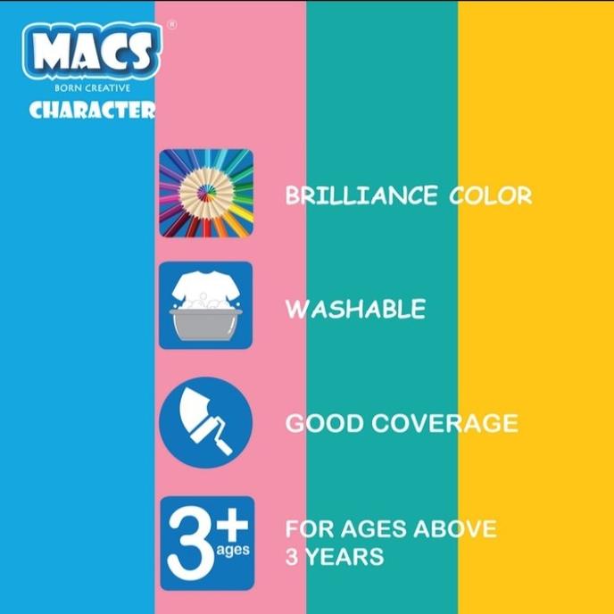 

Berkualitas Krayon Macs Gel Crayon 24 Color/Warna Aman Dan Mudah Dibersihkan Di Tangan / Kulit Washable - 1 Set !!